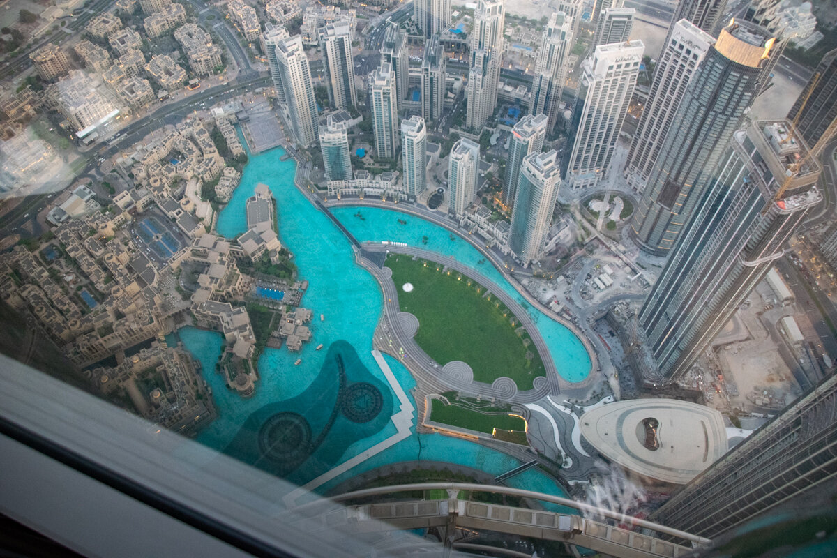 Vue sur la fontaine de Dubai depuis le Burj Khalifa